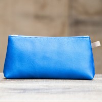 TROUSSE CUIR BLEU METAL | L'écolière